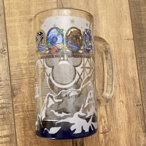 2001 Disney California Adventure Glass Tall Mug Vintage Mickey Theme Park Travel